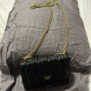 Victoria's Secret Black Crossbody Bag with Gold Chain